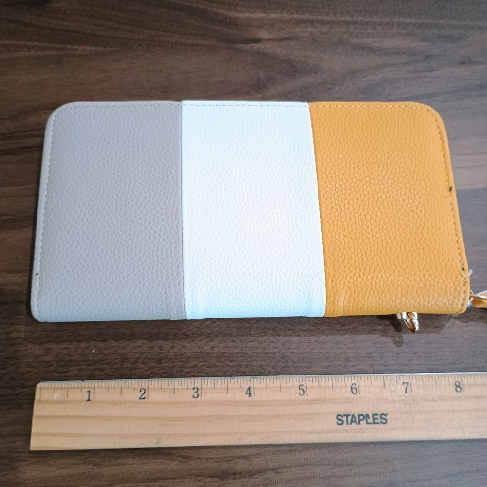 Tricolor Wallet in Gray, White, and Yellow